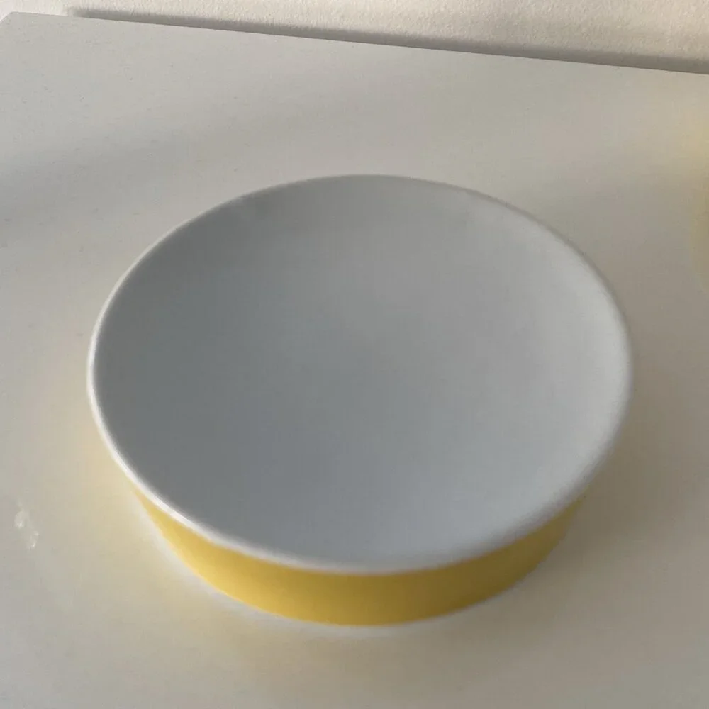 Set of 4 West Elm Trinket Trays / Catchalls in Yellow and White, Decorative Acce